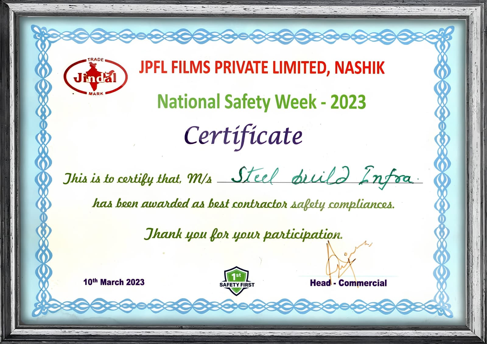 Recognition Certificate