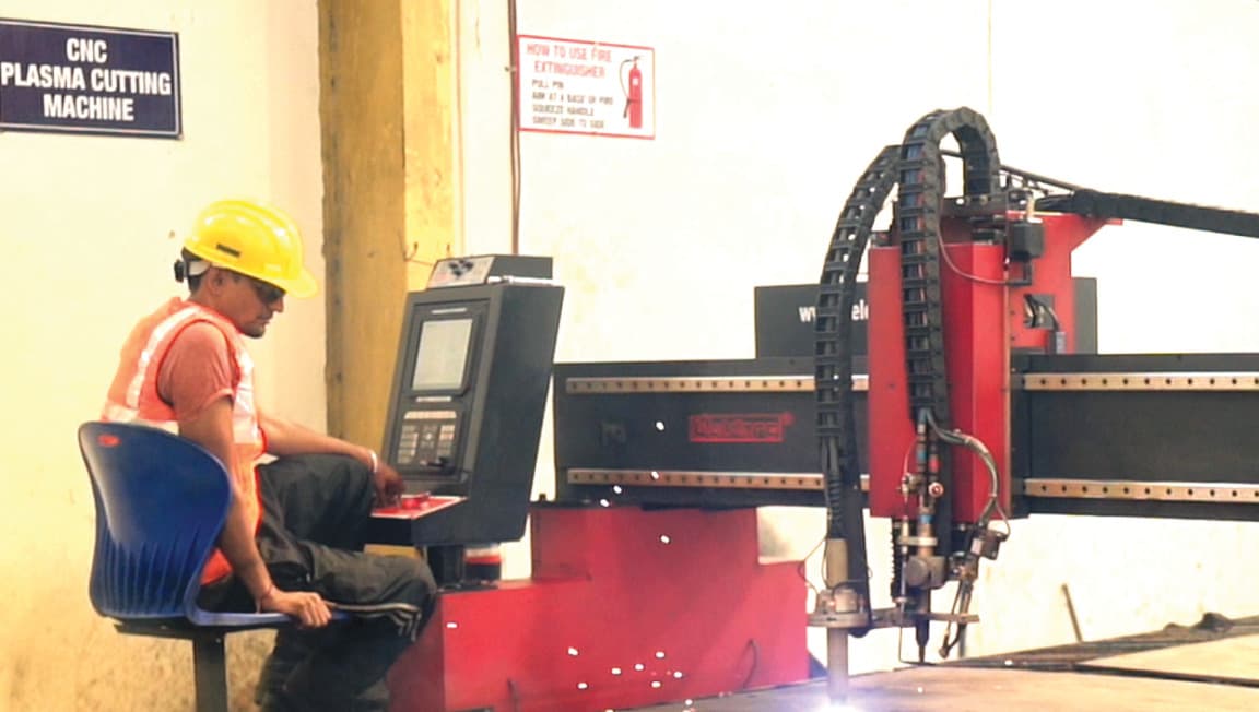CNC Multi-Torch Plasma Cutting System at Steelbuild manufacturing facility