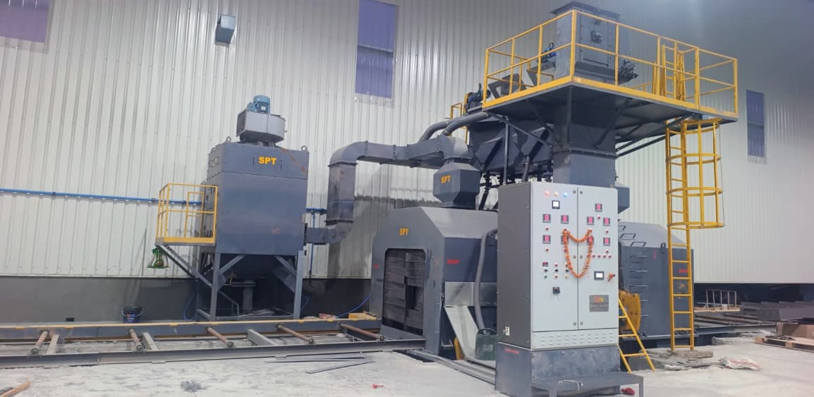 8-Wheel Automatic Shot Blasting Machine at Steelbuild manufacturing facility