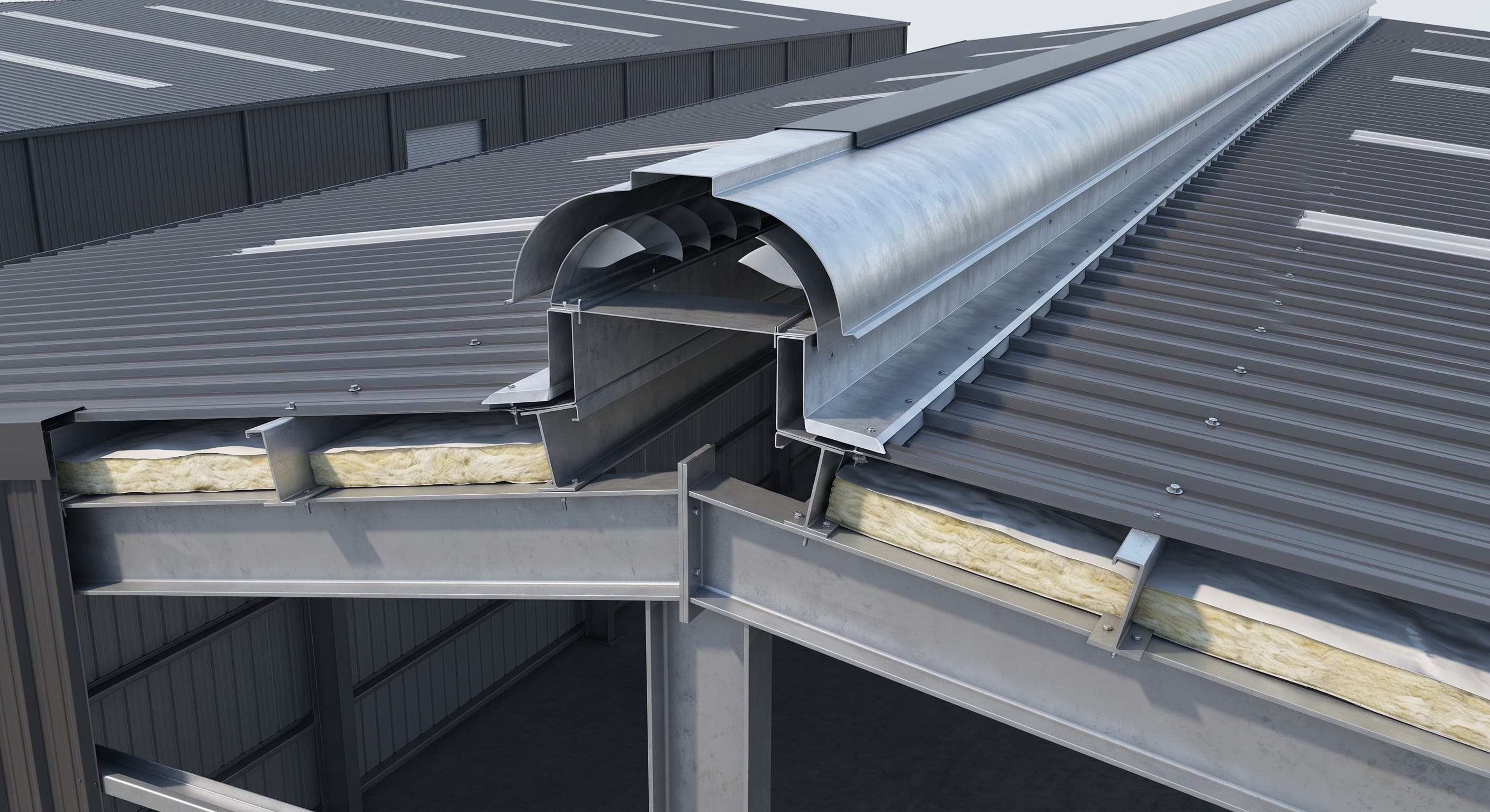 Major components of an industrial ridge ventilator