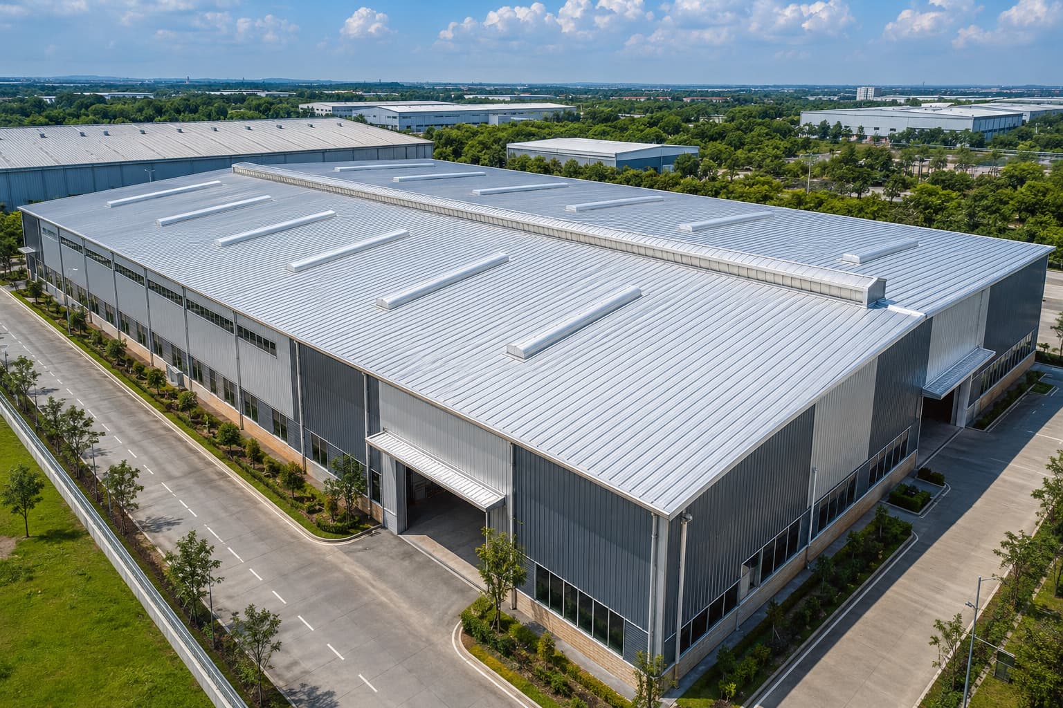 Industrial Manufacturing with profiled industrial roofing sheets