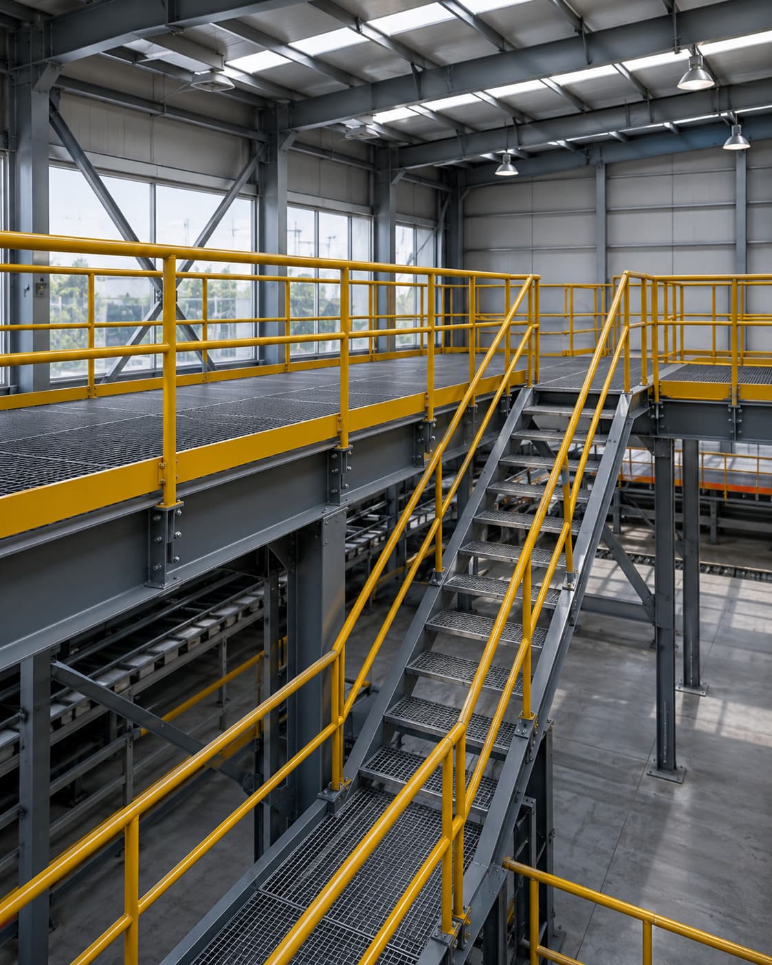 Major structural components of industrial handrails and guardrails